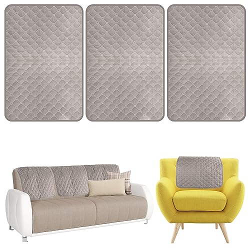 Toaboa Kopfschutz für Sofa 57x38cm Polyester Sofa Kopfstützenbezug Verschleißfest Reißfest Kopfstützenschutz für Sessel, Sofas, Kleine Sessel Liegesessel In Schlafzimmern Wohnzimmern. (Hellgrau 3pcs) von Toaboa