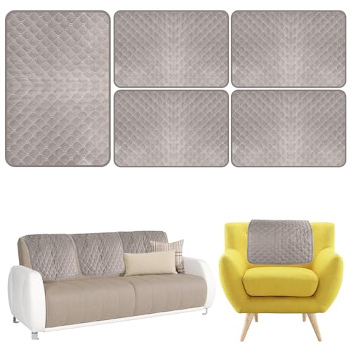 Toaboa Kopfschutz für Sofa 57x38cm Polyester Sofa Kopfstützenbezug Verschleißfest Reißfest Kopfstützenschutz für Sessel, Sofas, Kleine Sessel Liegesessel In Schlafzimmern Wohnzimmern. (Hellgrau 5pcs) von Toaboa