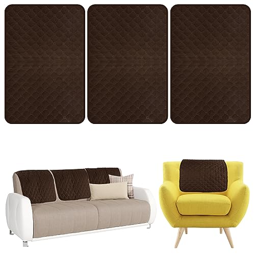 Toaboa Kopfschutz für Sofa 57x38cm Polyester Sofa Kopfstützenbezug Verschleißfest Reißfest Kopfstützenschutz für Sessel, Sofas, Kleine Sessel Liegesessel In Schlafzimmern Wohnzimmern. (Kaffee 3pcs) von Toaboa