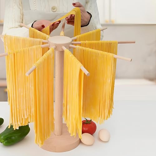 Toaboa Nudeltrockner Nudelständer Holz 46cmx40cm für bis zu 4.5kg Nudeln Pasta Trockner mit 9 Abnehmbar Arme Wiederverwendbar Spaghetti Trockner für Pasta Nudeln (A) von Toaboa