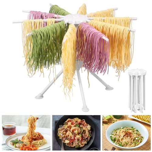 Toaboa Nudeltrockner Nudelständer zum Trocknen 42cmx16.8cm für bis zu 4.5kg Nudeln Kunststoff Pasta Trockner mit 10 Faltbarer Arme Wiederverwendbar Spaghetti Trockner für Pasta Nudeln (C) von Toaboa