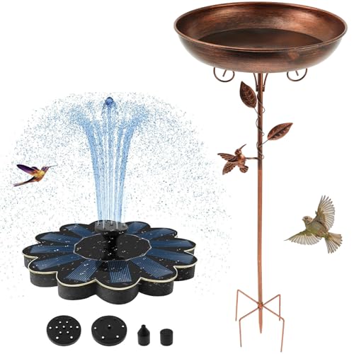 Vogeltränke mit Springbrunnen Solar Solarbrunnen für Draussen Vogeltränke Stehend mit Erdspiess Vogeltrinkwasser für Draussen Garten Teiche Schwimmbäder Aquarien von Toaboa