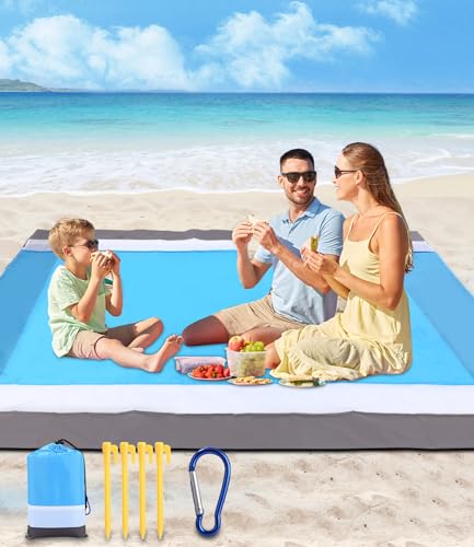 Toaren 210 x 200 cm Stranddecke Sandfrei Super Groß,Stranddecke Leicht und Tragbar,Strandmatte Stranddecke Sandfrei mit 4 Befestigung Ecken Sandfrei und Wasserdicht für den Strand Picknick Wandern von Toaren