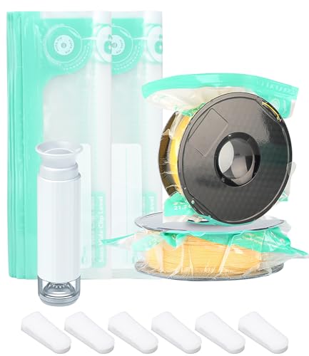 Toaren 3D Drucker Filament Vakuumbeutel Kit, 22 Stück Filament Aufbewahrung Transparente, 1 Handpumpe, 6 Dichtungsclip, Polylactide, 1.75, 2.85, 3 Millimeter von Toaren