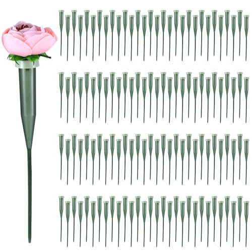 120 Stück Blumen-Wasserröhren, Kunststoff, grüne Blumenröhren mit Gummikappen, Frischblumen-Wasserarrangements, Zubehör für Blumenstrauß, Stielzubehör (14 cm) von Tobeelec