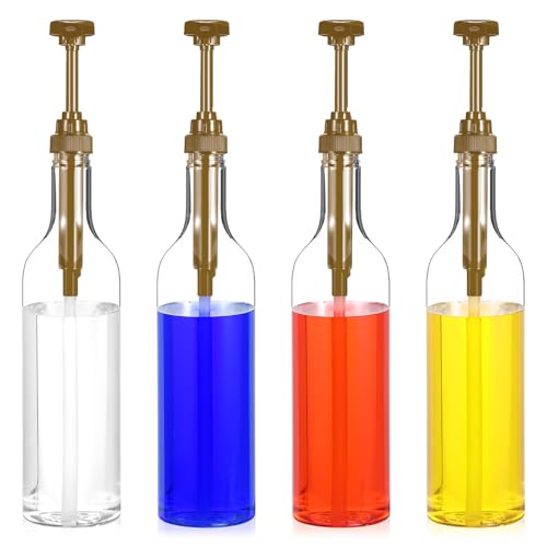 Kaffeesirupspender, 750 ml Sirupflaschen, Sirupspender für Kaffeebar mit großer auslaufsicherer Goldpumpe, Kaffeesirup, Goldpumpflaschen für Kaffeebar, Zubehör, 4 Stück von Tobeelec