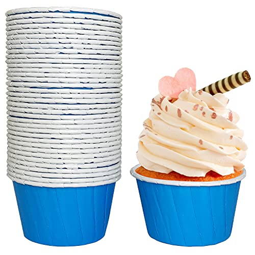 Frepea 50 Stücke Cupcake Formen Papier Muffinform Papier Antihaftbeschichtet Einweg-Backbecher für Halloween Geburtstage Hochzeiten Partys (Blau) von Frepea