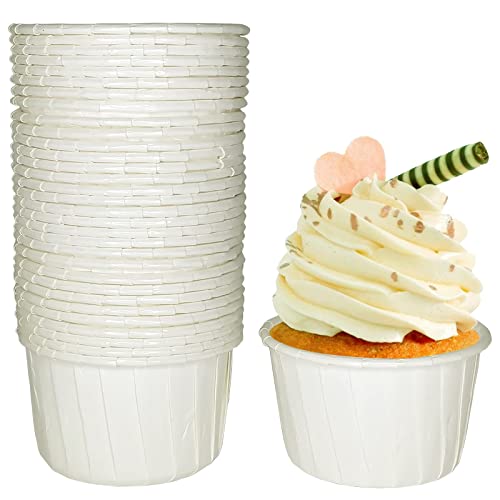 Frepea 50 Stücke Cupcake Formen Papier Muffinform Papier Antihaftbeschichtet Einweg-Backbecher für Halloween Geburtstage Hochzeiten Partys (Weiß) von Frepea