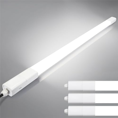 3 Stück LED Feuchtraumleuchte 115CM 36W 4100LM LED Röhre, TONFFI 4000K Neutralweiß Wannenleuchte im Reihenschaltung IP65 Wasserfest Werkstattlampe für Feuchtraum Garage Keller Warenhaus Hobbyraum Büro von Tobeter