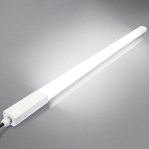 LED Feuchtraumleuchte 150CM 60W 7000LM LED Röhre, TONFFI 4000K Neutralweiß Wannenleuchte im Reihenschaltung, IP65 Wasserfest Werkstattlampe für Feuchtraum Garage Keller Warenhaus Hobbyraum Büro von Tobeter