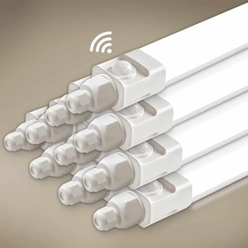 Tobeter 10 Stück LED Feuchtraumleuchte 115cm mit Bewegungsmelder, 36W 3600LM LED Sensor Feuchtraumlampe, IP65 Wasserfest Werkstattlampe für Keller Garage Feuchtraum, Neutralweiß 4000K von Tobeter