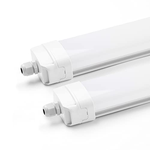 Tobeter 2 Stück LED Feuchtraumleuchte 115cm, 36W LED Feuchtraumlampe Wannenleuchte Kellerleuchte für Garage Keller Werkstatt Feuchtraum, Verknüpfbar, IP65 Wasserfest, Neutralweiß 4000K 3600LM von Tobeter