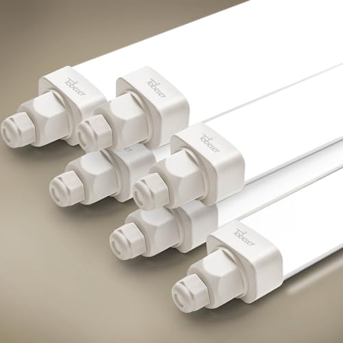 Tobeter 5 Stück LED Feuchtraumleuchte 115cm, 36W 3600LM Ultraslim LED Röhre Feuchtraumlampe im Reihenschaltung, IP65 Wasserfest Werkstattlampe für Keller Garage Feuchtraum, Neutralweiß 4000K von Tobeter