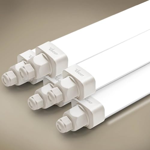 Tobeter 5 Stück LED Feuchtraumleuchte 60cm, 18W 1800LM Ultraslim LED Röhre Feuchtraumlampe im Reihenschaltung, IP65 Wasserfest Werkstattlampe für Keller Garage Feuchtraum, Neutralweiß 4000K von Tobeter