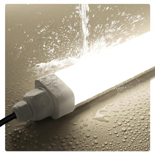 Tobeter LED Feuchtraumleuchte 60cm,18W 1800LM LED Röhre Feuchtraumlampe im Reihenschaltung, IP65 Wasserfest Werkstattlampe für Keller Garage Feuchtraum, Neutralweiß 4000K von Tobeter