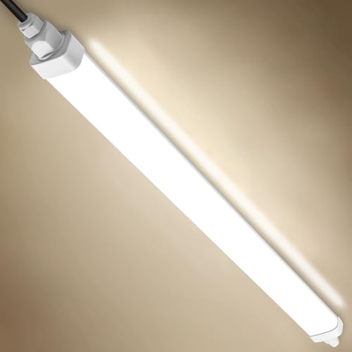 Tobeter LED Feuchtraumleuchte 60cm, 18W 1800LM Neutralweiß 4000K LED Feuchtraumlampe Röhre Wannenleuchte Deckenleuchte für Garage Keller Büro Feuchtraum, IP65 Wasserfest von Tobeter
