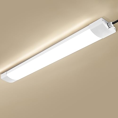 Tobeter LED Feuchtraumleuchte 60cm 18W, LED Feuchtraumlampe Wannenleuchte Kellerleuchte Röhre für Garage Keller Werkstatt Feuchtraum Bür, IP65 Wasserfest, Neutralweiß 4000K 1800LM von Tobeter