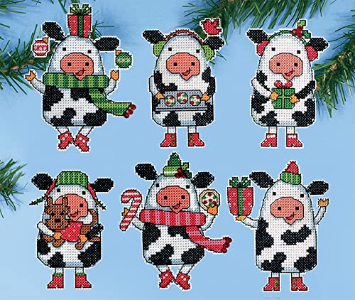 Design Works Crafts Kreuzstich Stickpackung Weihnachtsbaum-Dekoration Weihnachtskühe 6er Set, Zählmuster Design Works Crafts Kreuzstich Stickpackung Weihnachtsbaum-Dekoration Weihnachtskühe 6er Set, Zählmuster von Tobin