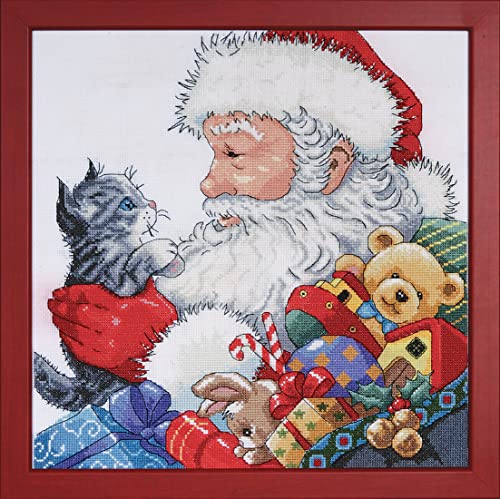 Design Works Crafts Kreuzstich Stickpackung Weihnachtsmann und Kätzchen, Zählmuster von Tobin