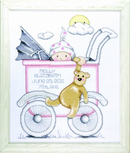 Tobin Home Crafts Kreuzstich Stickpackung Baby Buggy Mädchen, Zählmuster von Tobin