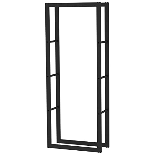Toboli Kaminholzregal außen und innen, bis 200 kg Traglast, 150 x 25 x 60 cm, Brennholzständer aus pulverbeschichtetem Metall, Feuerholzregal freistehend von Toboli