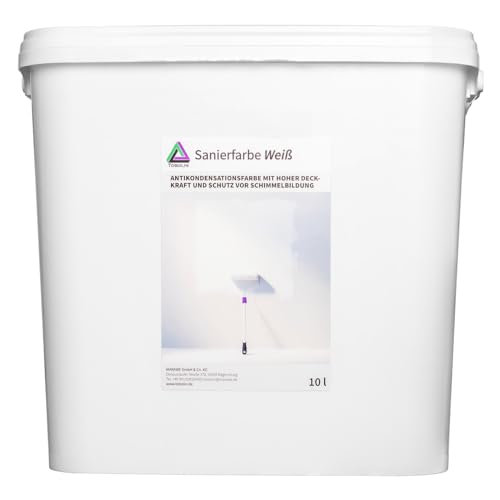 Tobolin Sanierfarbe Weiß 10 L - Antikondensationsfarbe zur Schimmelsanierung - Innenfarbe mit hoher Deckkraft und Langzeitschutz vor Schimmelbildung - Renovierungsfarbe nach Schimmelbefall Tobolin Sanierfarbe Weiß 10 L - Antikondensationsfarbe zur Schimmelsanierung - Innenfarbe mit hoher Deckkraft und Langzeitschutz vor Schimmelbildung - Renovierungsfarbe nach Schimmelbefall von Tobolin