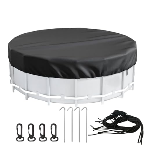 8ft/10ft/12ft Poolabdeckung | 420d Oxford Stoff Solarpoolabdeckungen für Erdungspools mit Kabel, gemahlenem Nagel und Clips | Staubdicht und uv resistente runde Paddelbecken von TocaFeank