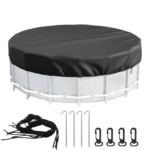 8ft/10ft/12ft Poolabdeckung | 420d Oxford Stoff Solarpoolabdeckungen für Erdungspools mit Kabel, gemahlenem Nagel und Clips | Staubdicht und uv resistente runde Paddelbecken von TocaFeank