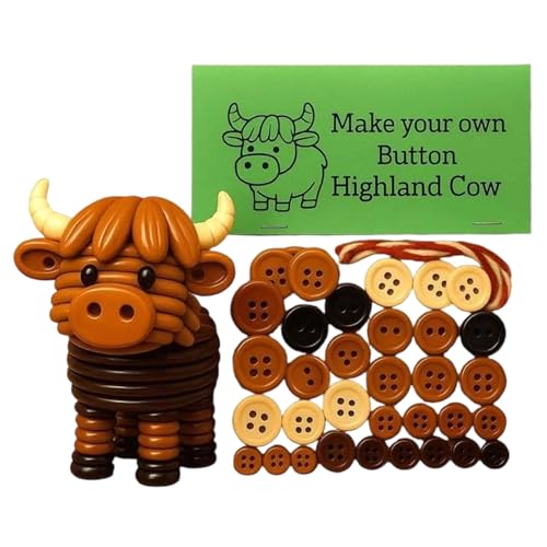 Highland Cow Button Ornament Kits | Animal Button Ornament Making Set | Niedliche Highlands Weihnachtstiere dreidimensionale Dekorationen Craft Kit für HolidayTree, Strumpfstoffe von TocaFeank