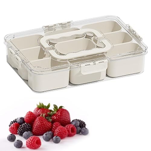 Snackbox mit Fächern | 6 Gitter Reise Snackbox für Flugzeug | Mehrzweck Serviertablett Snackteller mit Deckel und Griff | Lebensmittel Snack Aufbewahrungsbox für Zuhause, Picknick und Reisen von TocaFeank