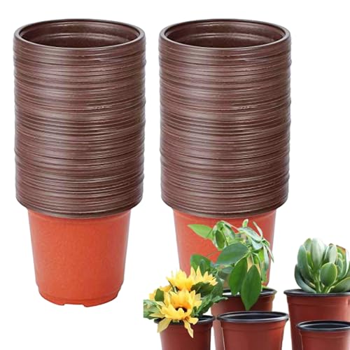 TocaFeank Aussaat Starter Töpfe,Blumenanzuchtbehälter für Innen- und Außenbereich 100 Stück - Runde Multifunktionstöpfe Für Gemüse Garten Anbau von TocaFeank