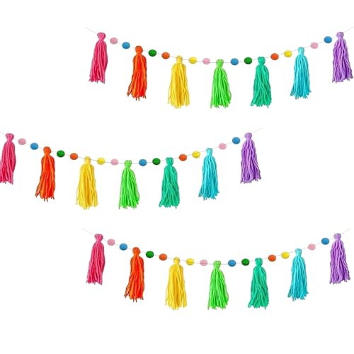 TocaFeank Tassel Girlande Party Deko,3 Stück Bunte Boho Band Girlande | Saisonaler Schmuck für Decke Kindergarten Tür Bibliothek,Weihnachten Schule Kinderzimmer Wanddekoration TocaFeank Tassel Girlande Party Deko,3 Stück Bunte Boho Band Girlande | Saisonaler Schmuck für Decke Kindergarten Tür Bibliothek,Weihnachten Schule Kinderzimmer Wanddekoration von TocaFeank