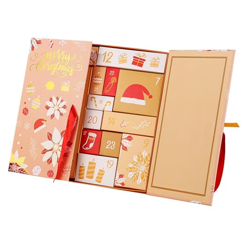 TocaFeank Weihnachts Countdown Box,24-Tägige Weihnachtliche Saisonale Dekoration,Leere Countdown Box Zum Befüllen - Für Erwachsene Kinder Schüler Kleinigkeiten Süßigkeiten Schmuck von TocaFeank