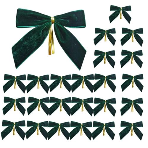 Weihnachtsbaumschleifen | 24er-Pack burgunderrote Samtschleifen für den Weihnachtsbaum | Weinrote Weihnachts-Samtornamente | Samtschleifen mit Drehband für Girlande, Zaun, Haustür, Kamin von TocaFeank