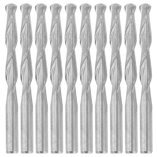 10 Stück Schaftfräser Set, Gerade Fräser Doppel Flöte Lange Fräser CNC Bits 3.175mm Piralbohrer Metall für Baustahl Kupfer von Tocekat