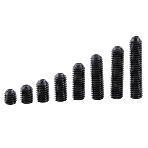 200 Stück Kohlenstoffstahl Hex Madenschrauben Set, M3 Schwarze Sechskant Sockel Flachkopf Schrauben Set Innensechskant Ball Spring Plungers Set für Echskantschlüsseln Drucker von Tocekat