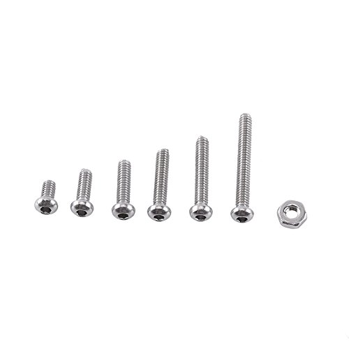 250 Stück Sechskant Schrauben Set, M2 Vollgewinde Schrauben A2 Edelstahl Sechskantschraube Schraube Sortimen für Haushaltsgerten (Button head) von Tocekat