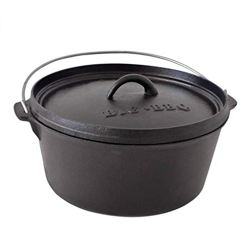 ToCis Big BBQ Dutch Oven Set Galloway | fertig eingebrannter 12qt Gusseisen Topf | 10.7 Liter Feuertopf | Dutch Oven Zubehör inklusive Deckelheber und Topfständer | Raketenofen Outdoor ohne Füße von ToCis Big BBQ