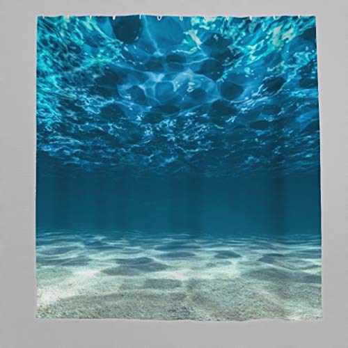 Duschvorhang Antischimmel & Wasserdicht Polyester 3D Meer Ozean Badezimmer Duschvorhang mit Haken Blau 120x200 cm von Today Gift