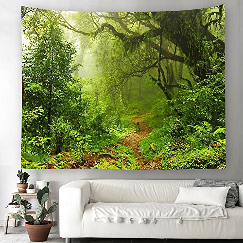 Grün Wald Dschungel Wandteppich Natur Landschaft Wandbehang Tapestry Tapisserie Dekotuch Wandtuch Tischdecke Strandtuch 200x150cm von Today Gift