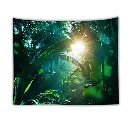 Sonnenaufgang Wald Dschungel Wandteppich Natur Landschaft Wandbehang Wandtuch Wandkunst Tapisserie Tischdecke Strandtuch 200x150cm von Today Gift