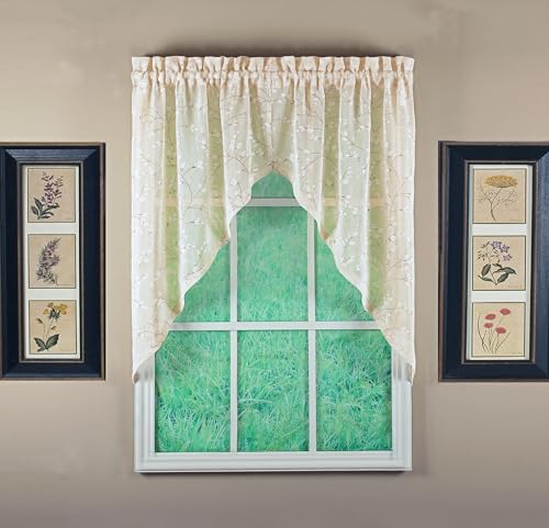 Today's Curtain, Girlande aus Weiden-Kunstleinen, Bedruckt, 96,5 cm, Elfenbein, 142,2 x 96,5 cm (B x L) von Today's Curtain