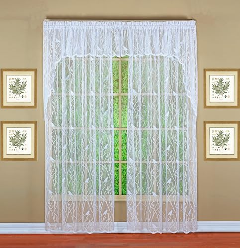 Today's Curtain, Songbird Halbtransparenter Spitzenvorhang, 213,4 cm, Weiß, 142,2 x 213,4 cm (B x L) von Today's Curtain