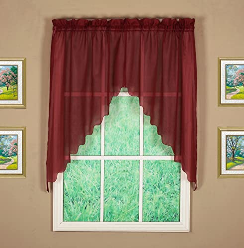 Today's Curtain Emelia Original Voile-Girlande, 96,5 cm, Burgunderrot, 152,4 cm B x 96,5 cm L von Today's Curtain