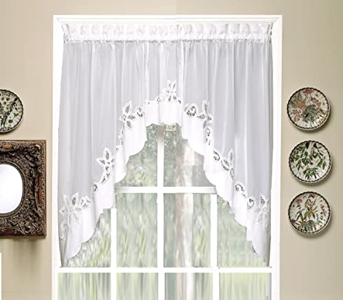 Today's Curtain Plymouth 1 Paar Girlanden, Polyester Baumwolle, Weiss/opulenter Garten, Swag 60" W x 38" L von Today's Curtain