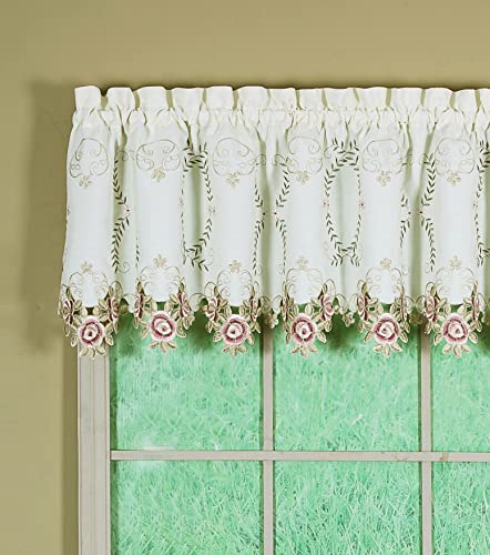 Today's Curtain Verona Home Taillierter Volant, Polyester, Ecru/Rose, Tailored Val 70" W X 18" L von Today's Curtain