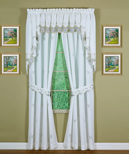 Today's Curtain Verona Home Paneel-Paar und Raffhalter, Stoff, weiß/blau, Panel Pair 80" W X 72" L von Today's Curtain