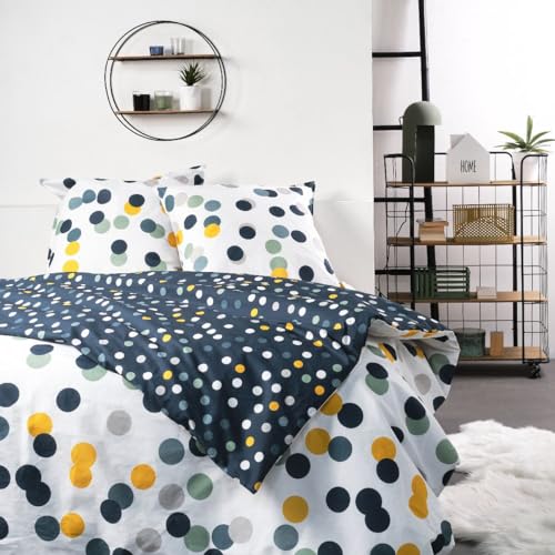 TODAY Bettwäsche für Doppelbett, aus Baumwolle, Sunchine, Bedruckt, Polka Dots, Mehrfarbig, 220 x 240 cm von Today