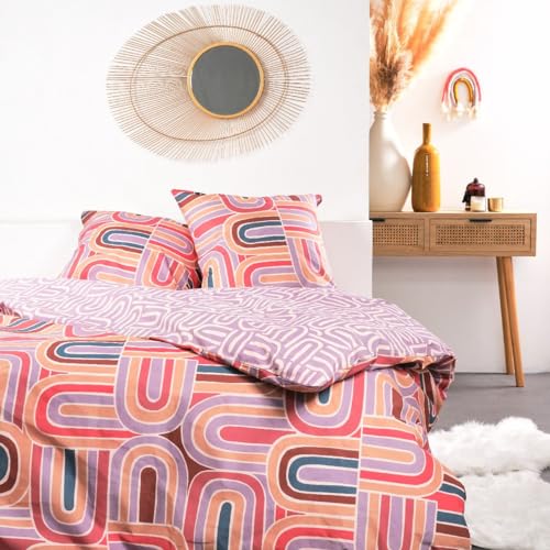 TODAY Bettwäsche für Doppelbett, aus Baumwolle, Sunshine, geometrischer Druck, Mehrfarbig, 220 x 240 cm von Today