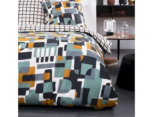 TODAY Bettwäsche für Doppelbett, geometrischer Druck, abstrakt, aus Baumwolle, Sunshine, Mehrfarbig, 220 x 240 cm von Today